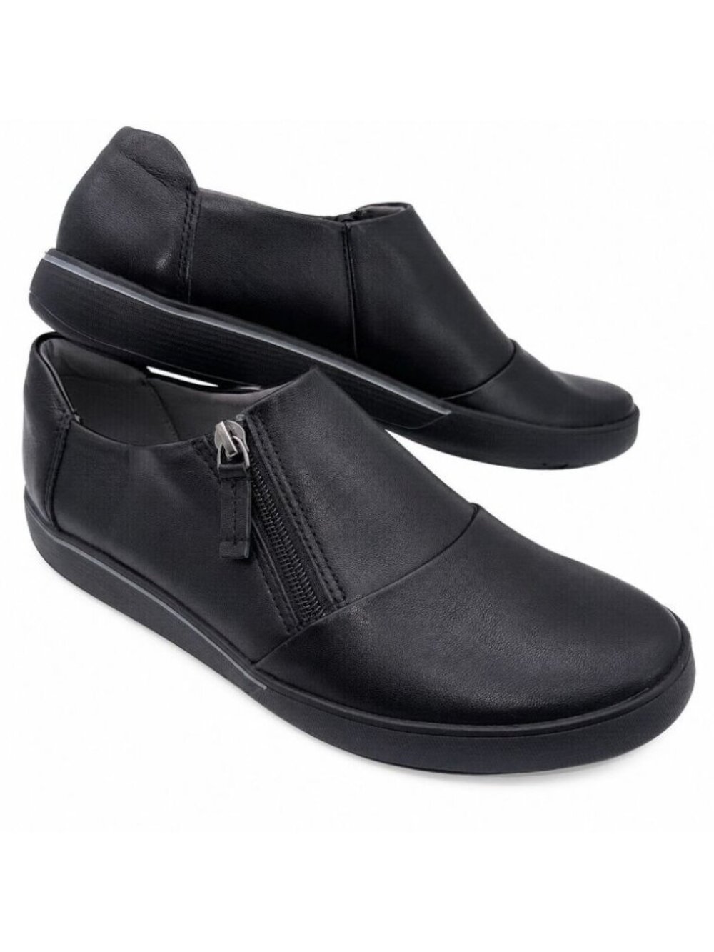 Clarks Collection Penwick Molto Side-Zip Flat Black Shoes Women’s Size 9.5W NWOB